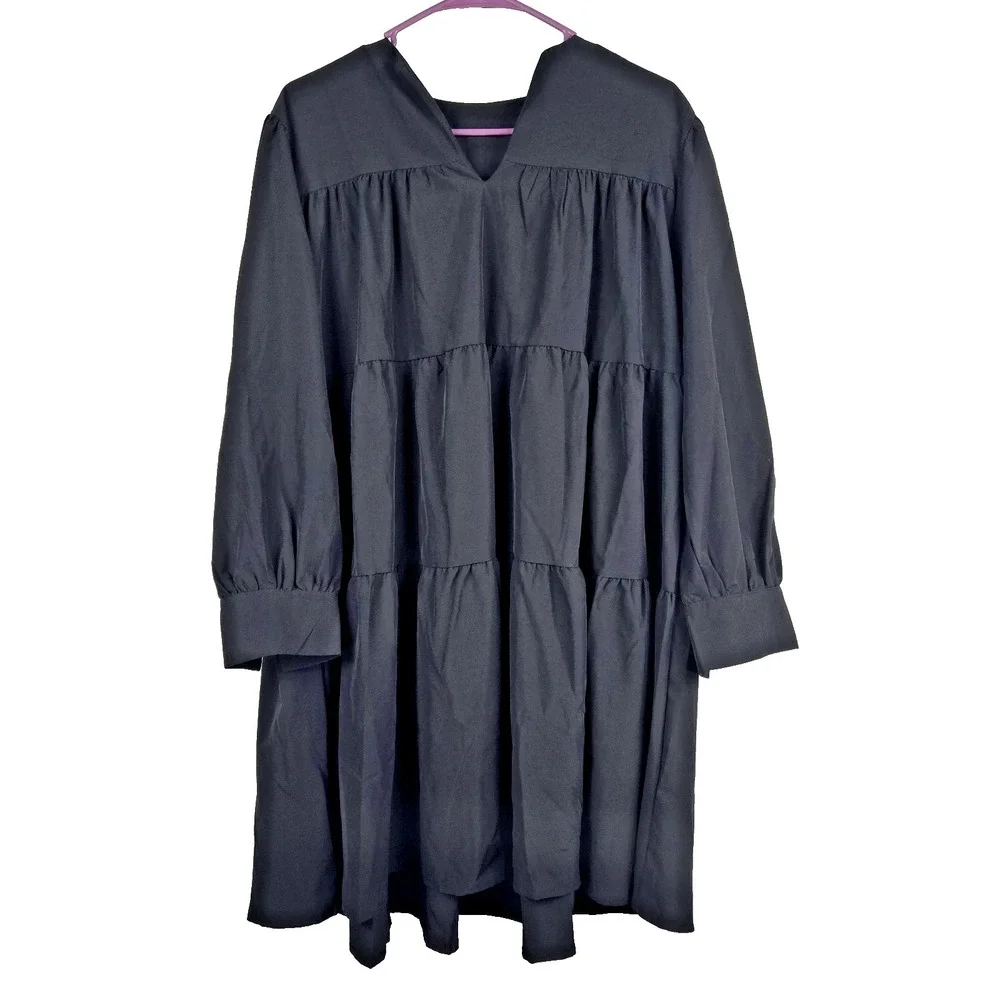 This & That Black Tiered Babydoll Style Long Sleeve Oversized Womens Medium NWT